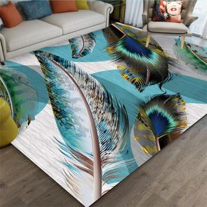 Tappeti 3D Feather Modern Large Carpet Living Area Rug Home Decor Decorazione Camera da letto Comodino Tappetini Zerbino d'ingresso Lusso