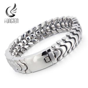 Bangle Fongten Alto Polido Clássico Pulseira Gótica Aço Cobra Cadeia Punk Homens Brilhantes Pulseiras Pulseiras Na Moda Jóias