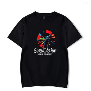Camisetas masculinas T-shirt Eurovision Concurso de canções de algodão O-gola 2023 Mulheres de manga curta Mulheres confortáveis ​​Tee