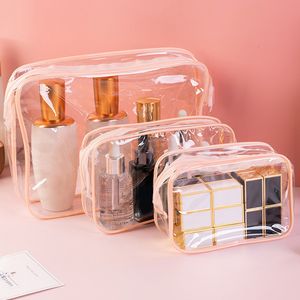 Bolsas de cosméticos Casos de 1pcs Organizador de viagens Bolsa de maquiagem clara Mulheres beleza Kit de lavar bolsa transparente PVC PVC Pequeno zíper grande 230520