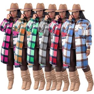 2023 Autumn/Winter Europe and America Plaid Coat Women's Single breasted Popular Coat