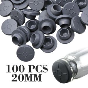 収納ボトル100pcs 20mmラバーストッパー注入ポート瓶の接種キャップグレーカラーホーム用品