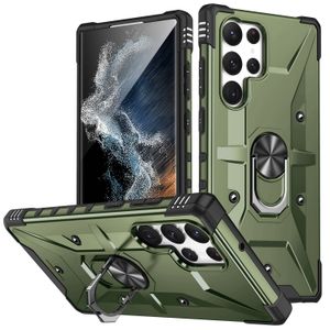 Case di cavalletto ad anello di metallo magnetico ibrido a prova di shock per Samsung Galaxy S23 Ultra S24 S22 S21 Fe A14 A54 A34 A13 Copertina di telefono con doppio livello anti-slip