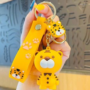 Keychains Animal Crossing Creative Tiger Game Figures Keychain Silicone Doll Cosplay Key Ring DIY CAR ANIME TRINKET D977