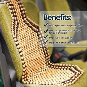 Cushions Universial Summer Cool Wood Wooden Bead Seat Massage Cushion Chair Cover For Car Auto Office Home Van Truck Bus AA230520