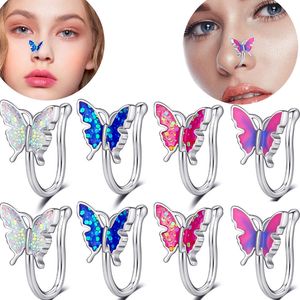 Nose Clips Rings Studs Hoops for Women Non-Piercing Body Jewlery Butterfly U Shape Copper Silver Color Wholesale 2023 New