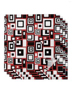 Tovagliolo da tavola 4 pezzi Rettangolo geometrico Bianco Nero Quadrato rosso 50 cm Decorazione di nozze Panno Cucina Cena Tovaglioli