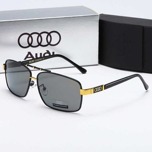 Designer audi legal óculos de sol luxo quatro círculos polarizados para quadrado masculino de alta definição condução novos óculos de metal