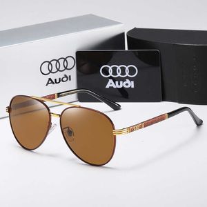 Óculos de sol legais de designer Audi, luxo, quatro círculos, armação grande, polarizada, óculos de motorista masculinos, espelhos de sapo de alta definição, modernos 501