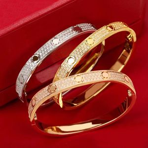 Full Diamond Armband Love Bangle Womens Designer smyckeskruvarmband Designers Unisex Party Rostfritt stål Chirstmas Valentine's Day Gift Mens Gold Armband