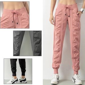 Calça feminina plissada casual costela lixo correndo harém cortado thin joggers women