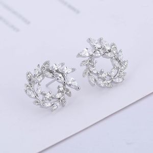 Studörhängen Fashion 925 Sterling Silver Round Rhinestone Jewelry Pendientes Brincos Earings For Women