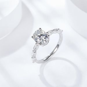 Кластерные кольца Twist Oval Moissanite Обручальное кольцо 2CT Женщины 18K белое золото лаборатории алмазной обещание подарки подарки на день рождения подарки