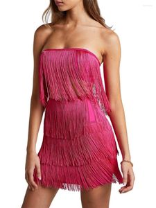 Vestito a due pezzi Sunfanrtnn Donna Tassel Top Gonna Completo Nappe sexy Bodycon Crop Top Mini Abiti Clubwear Set 2