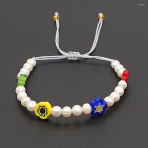 Charm Armband Go2Boho Freshwater Pearl Braclet for Women Jewelry Trendy Millefiori Glass Pärlor Boho smycken Friendship Armband