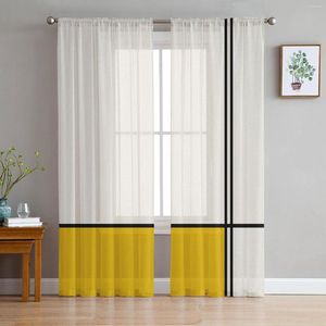 Perde sarı soyut geometrik çizgiler tül dekoratif şeffaf perdeler oturma odası yatak odası mutfak el pencere panelleri