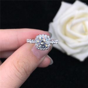 Cluster Rings Original 18K White Gold Au750 Wedding Ring 1CT 6.5mm Certified Moissanite Engagement For Women Statement Gift Girl