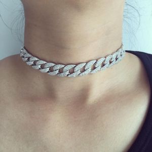 Necklaces janekelly white goldcolor Statement Cuban Link Chain Choker Necklace adjust Women Wedding Bijoux Wholesale free shipping