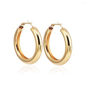 Brincos de argola 2023 Moda 50mm Grande círculo de ouro círculo de ouro para mulheres Tubo grosso redondo pendentes de hiphop