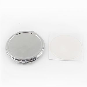 Kompaktspiegel, dünn, blanko, personalisierter Spiegel, rund, aus Metall, silberfarben, als Werbegeschenk für Make-up, 230520