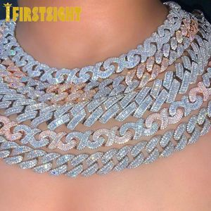 Necklaces New Silver Color 12mm 5A CZ Cuban Link Miami Necklace Iced Out Bling Zircon Hip Hop Jack Infinity Link Chain Men Women Jewelry