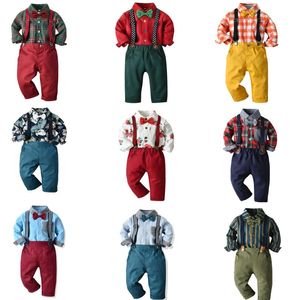 9 Styles Boys Giyim Seti Elbise Gömlek Bowtie Askı Pantolonları Çocuk Giyim Setleri Kıyafetler Takipler Çocuklar 3M-6Y Butik2290
