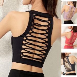 Gymklädersport Bra Yoga Vest Cross -remmar Back Samla stötsäkra snabba torra andningsbara elastiska fitness Pilates som kör underkläder