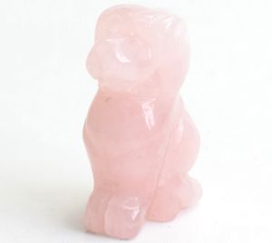 2.0 INCHES Natural Rose Quartz Carved Crystal Reiki Healing Dog Statue Animal Totem Sculpture