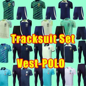 2024 2023 Brasilien Fußball-Trainingsanzüge MARCELO PELE PAQUETA NERES COUTINHO FIRMINO JESUS VINI JR 24 23 BrasilS Fußballtrikot Komplettset Kurzarm-Trainings-POLO-Anzug