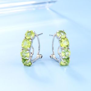 Huggie Gem's Ballet Natural Peridot Black Garnet Mystic Topaz Women's Hoop Earrings 925 Sterling Silver Gemstone Earrings Fine Jewelry