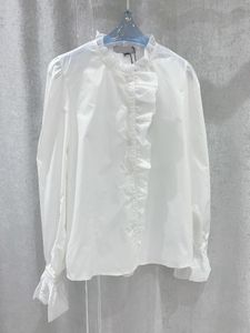 Bluzki damskie peplum ozdobioną puszystą koszulę z frontem z asymetrycznymi detalami i francuskimi mankietami