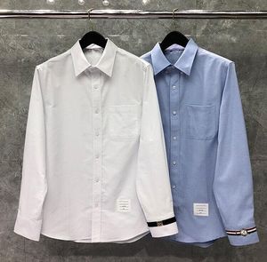 Men's Casual Shirts 2023 Fashion Men Slim White Long Sleeve Shirt Cuff Watch Pattern Oxford Fabric Solid Clothing