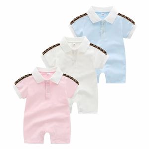 Recém -nascidos meninas e menino manga curta Ano de roupas de algodão designer de marca de marca impressão infantil bebê macacão crianças pijamas