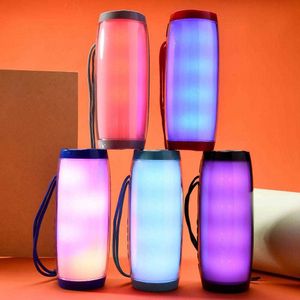 Speakers Cell Phone Speakers TG157 Portable Cylinder Colorful LED Light FM Radio Stereo Bluetooth Wireless Speaker Mini Micro USB Bluetooth