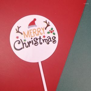 Abastecimento festivo 2023 Feliz Christmas Acrylic Cake Topper Cupcake de chapéu de diy