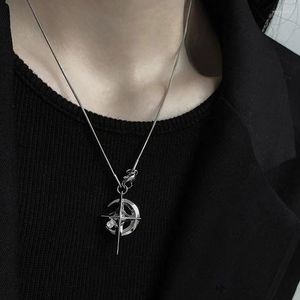 Hänge halsband månstjärna galaxhalsband för kvinnor egirls y2k cool nack smycken clavicle kedja original koreansk goth modeparty gåva