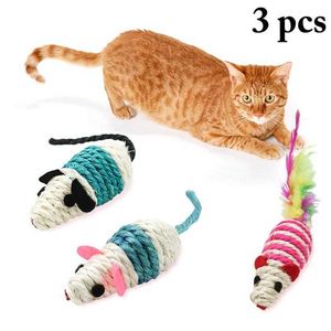 猫のおもちゃ3PC/セットマウス猫おもちゃインタラクティブキャットおもちゃ猫のための猫のきしむおもちゃおもちゃペット用品ランダムカラーG230520