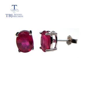 Knot simple design small earring natural gemstone African ruby with 925 sterling silver fine jewelry for women daily wear nice gift