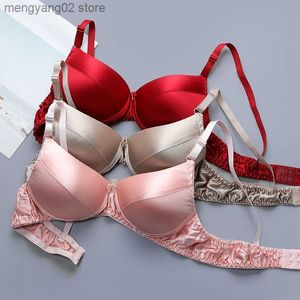 Bras 100% Mulberry Silk Bh Satin Ultratunna andningsbara kvinnor Girls Sexig Brassiere Slooth Real Silk Female Lingerie Top Bra B Cup T230522