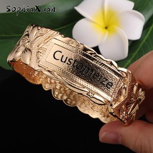 Necklaces SophiaXuan Fashion Hawaiian Jewelry Custom Name Letter Gold Plated Bracelets on Hand Couple Bracelets for Women Friendship Gift