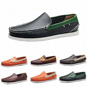 Sapatos casuais de homens fashon mocassim preto café verde marinho marrom masculino tênis treinadores ao ar livre andando um p7br#