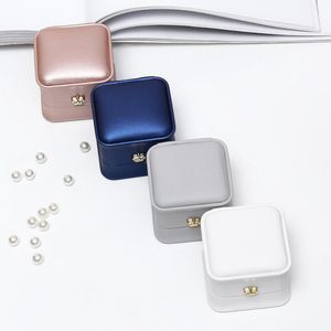Boxes 10Pcs/Lot PU Leather Ring Box Square Jewelry Box Earing Holder Packaging Case Wedding Party Birthday Ring Jewelry Organizer