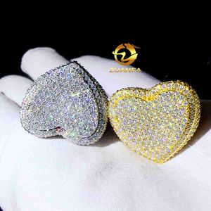 Hotsale pass diamond tester hip hop rings d color moissanite diamond layer hearts ring