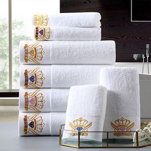 Crown Diamond White Cotton Large Bath Towel Hotel SPA Club Sauna Beauty Salon Free Custom Embroidery Beautiful LOGO its Name