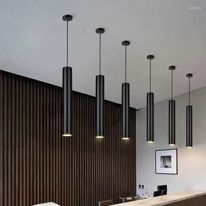 Pendant Lamps Modern Led Lamp Long Tube Kitchen Island Dining Room Shop Bar Counter Decoration Cylinder Pipe Lights