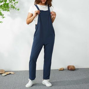 Women's Jumpsuits Rompers Women's Super Dalian Bodysuit Autumn Jeans Bib Solid Pocket Jumpsuit Vintage Dungeres Blue Basic Jeans P230522