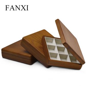 Caixas Oirlv Solid Wooden Jewelry Display Ring Display Solder com Microfiber Jewelry Box Stand para Jóias Organizador de Pacotes Caixa