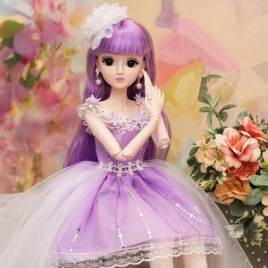 Dolls 60 cm BJD Doll 18 Joints Movable Princess Dress Poll Set 4d Eyes Fashion 1/3 Girl Dress Up Toy Gift Accessory Package 230522