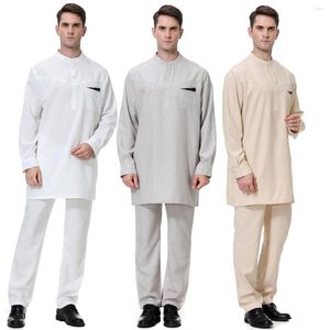 Ethnic Clothing Muslim Men's Arab Robe Two-piece Set Men Islamic Dress