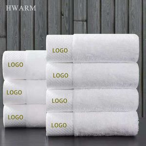 Customized LOGO White Cotton Towel Bath Kerchief Comrade Beauty Parlor Hotel Extra Thick Spiral Gift Party Favors Decoration